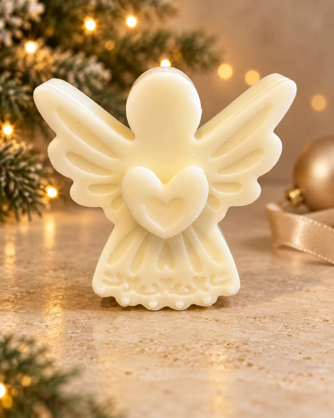Anjo com coração em relevo
